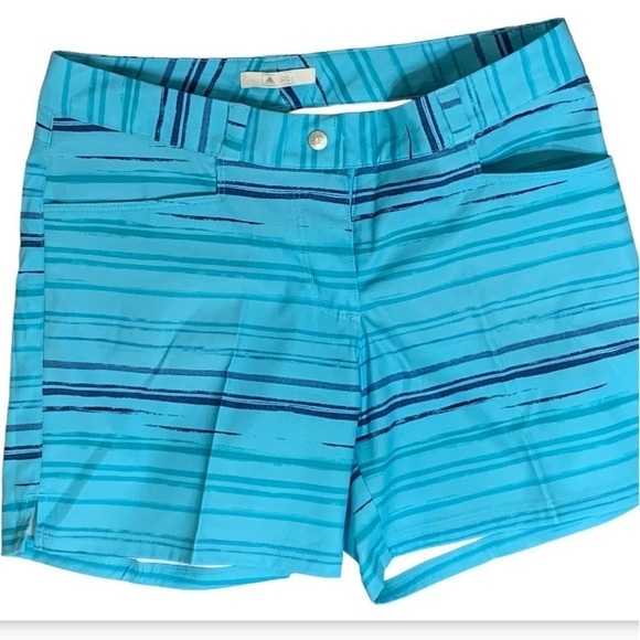 NWT Adidas Girls Junior Golf Short small and medium Turquoise with Blue Stripes - Picture 1 of 14